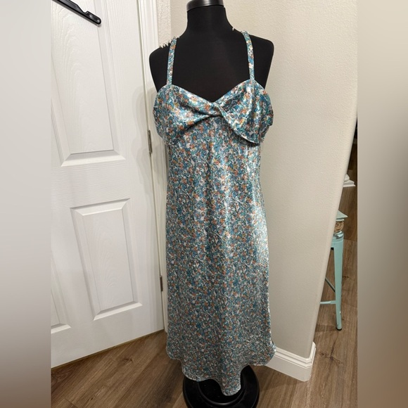 Y2K Silky Slip Dress Sleepwear Large Vintage Floral Feminine Coquette Cottage - Picture 1 of 7